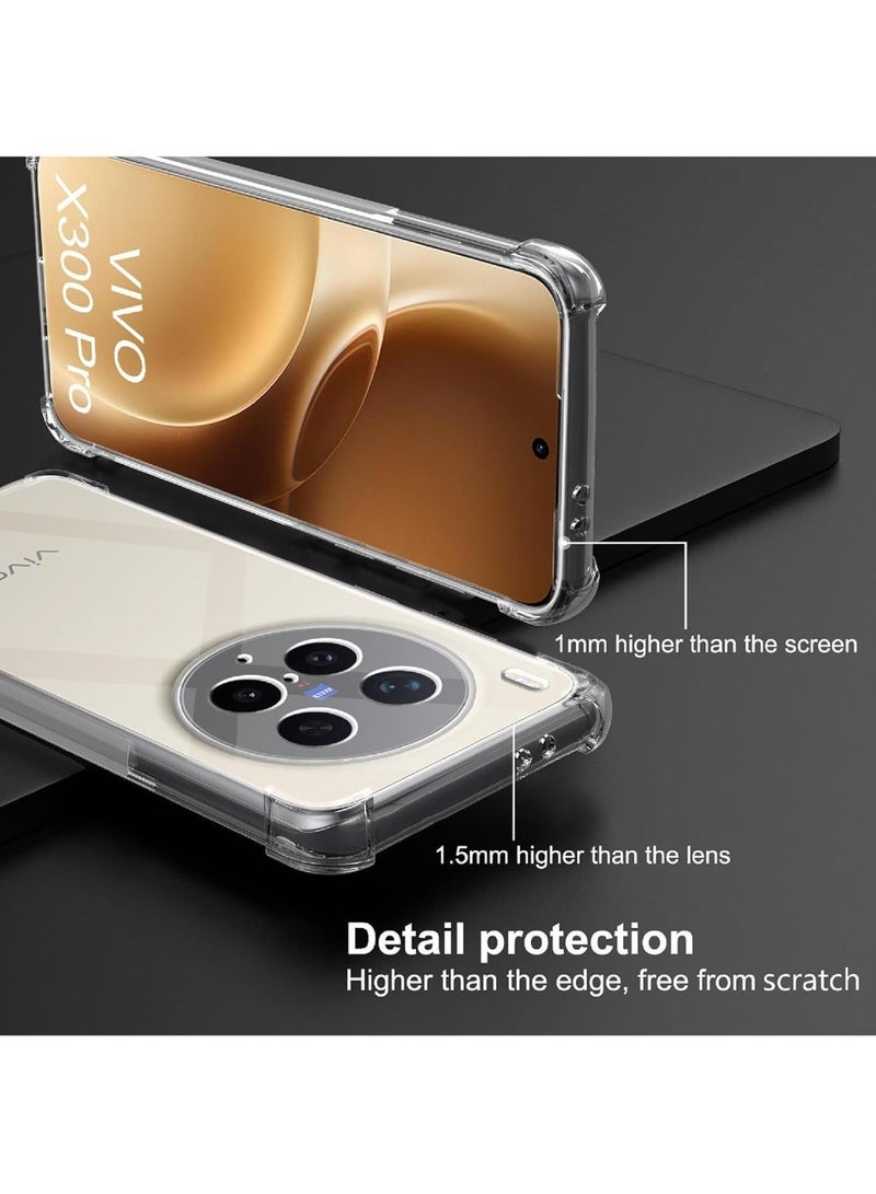 غطاء شفاف متوافق مع VIVO X300 Pro، غطاء نحيف من TPU، وسادة هوائية [غير قابل للاصفرار بسهولة] واقي للصدمات للهاتف - شفاف - Image 4